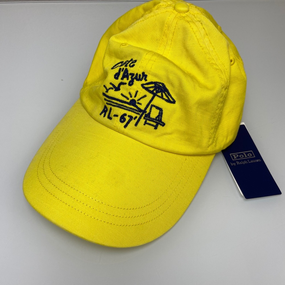 Polo Ralph Lauren Mens Yellow Baseball Cap New Cote d'Azur Leather Strapback